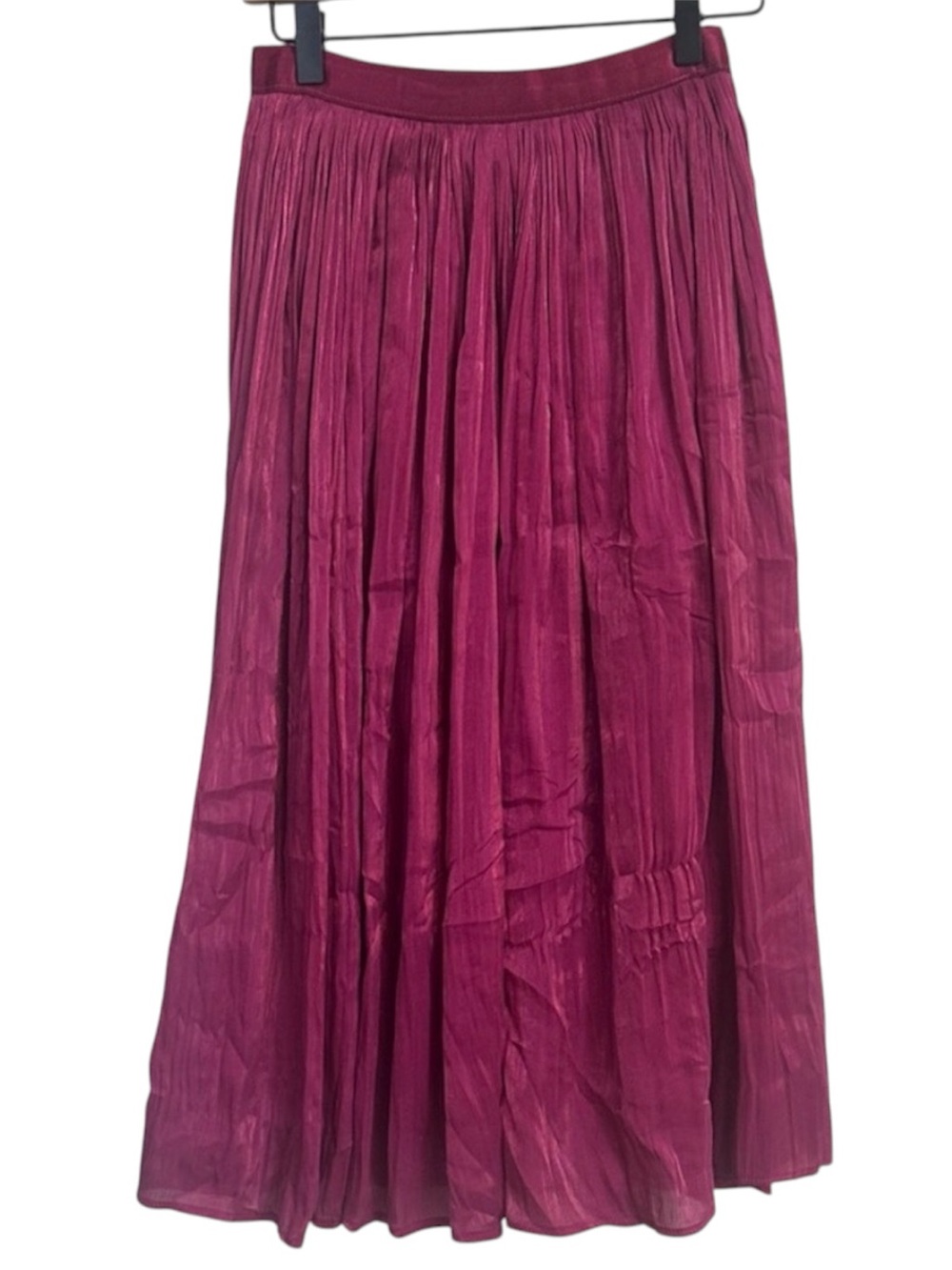 Lark + Gray Magenta Shimmer Iridescent Pleated Midi Skirt Woman’s Medium